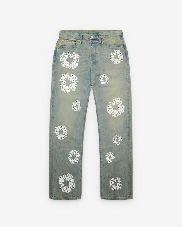 Denim Tears - Men's Baggy Studded Cotton Wreath Jeans - (Dirty Wash)
