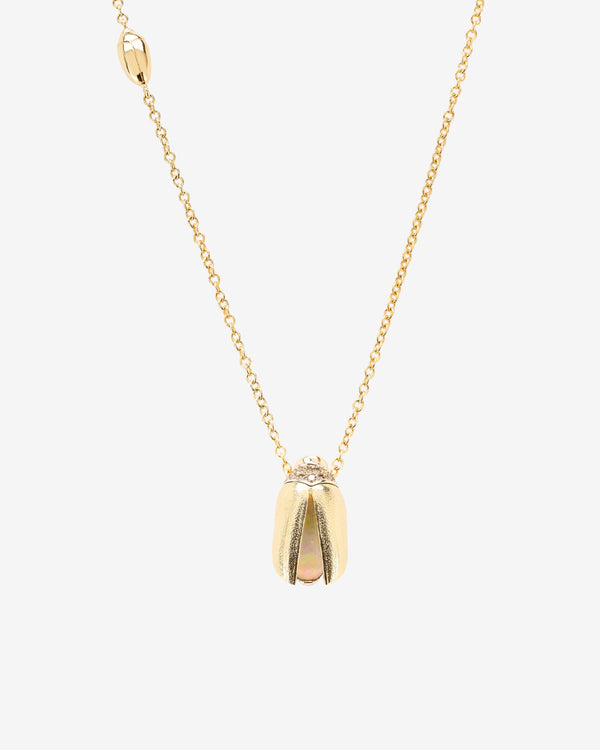 Bibi Van Der Velden - Women's Short Solo Scarab Opal Fly Wings Necklace - (Yellow Gold)