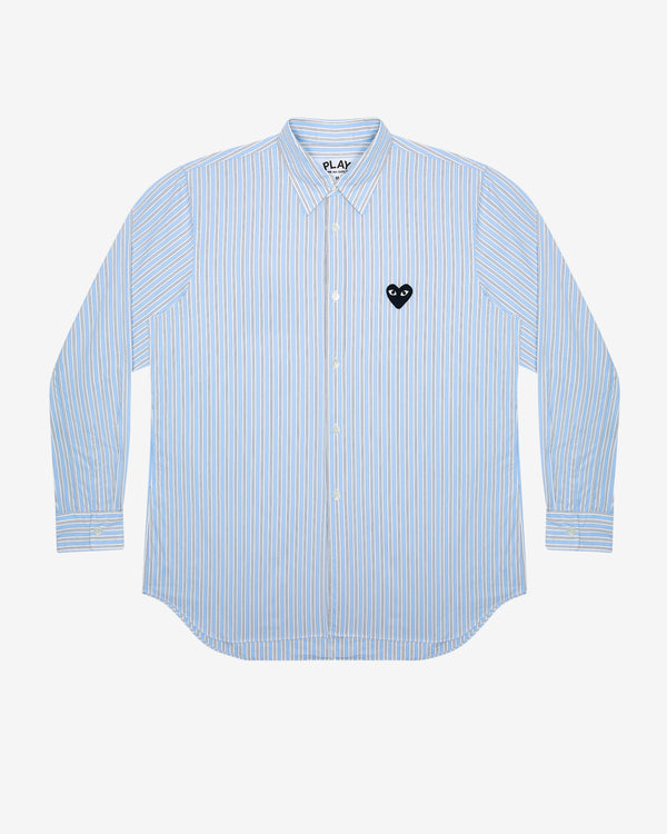 Play - Black Heart Striped Shirt - (Light Blue/White/Black)