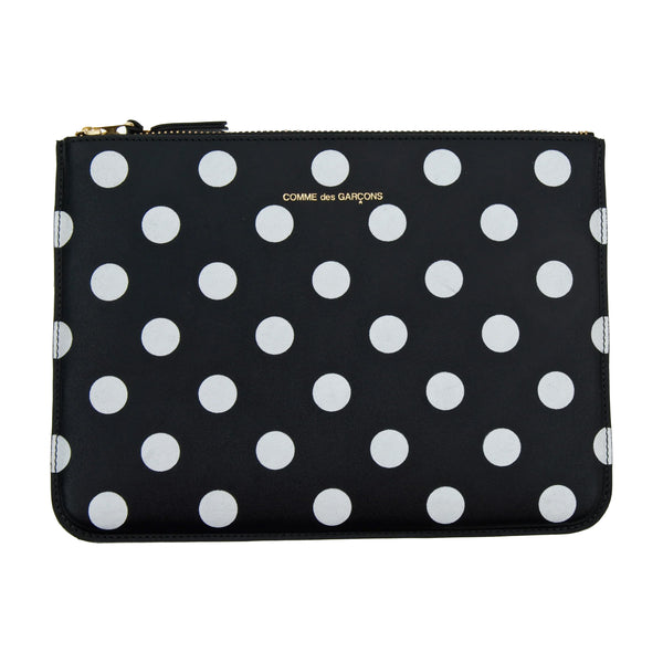 CDG Wallet - Polka Dot Printed Zip Pouch - (Black SA5100PD)