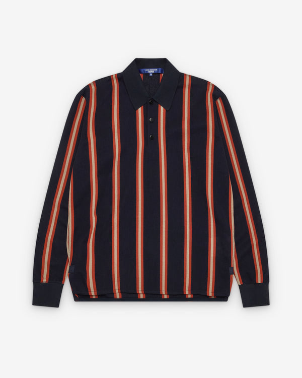 Junya Watanabe Man - Men's Striped Knit Polo - (Navy/Orange)