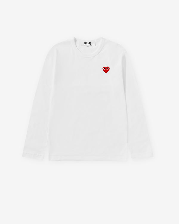 Play - Red Heart Emblem Long Sleeve T-Shirt - (White)