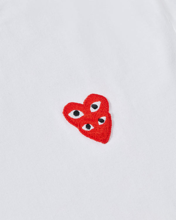 Play Comme des Garçons - T-Shirt with Double Red Heart - (White)