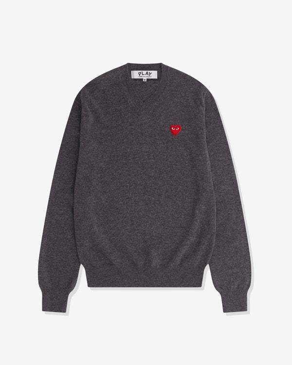 Play - Red Rhinestone Emblem Sweater - (Medium Gray)