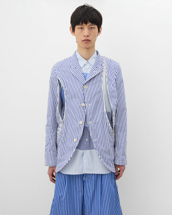 CDG Shirt - Men's Striped Zip Blazer - (Blue/White)