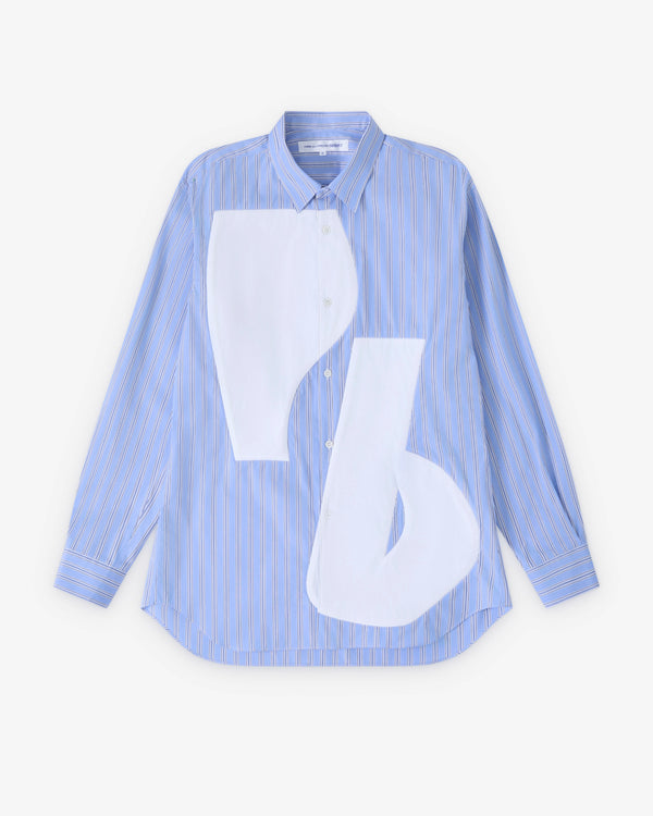 CDG Shirt - Men's Graphic Panel Shirt - (Blue Stripe/White)