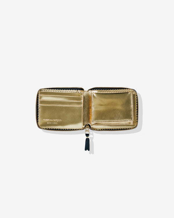 CDG Wallet - Mirror Inside Full Zip Around Wallet - (Black/Gold SA7100MI)