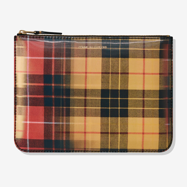 CDG Wallet - Lenticular Tartan Zip Pouch - (Red/Yellow SA5100LT)