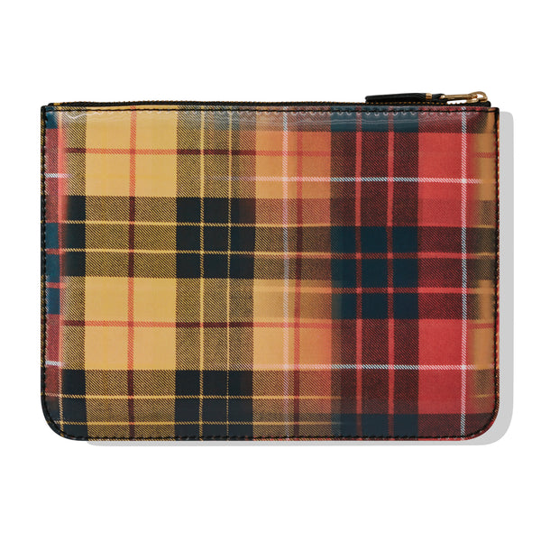 CDG Wallet - Lenticular Tartan Zip Pouch - (Red/Yellow SA5100LT)