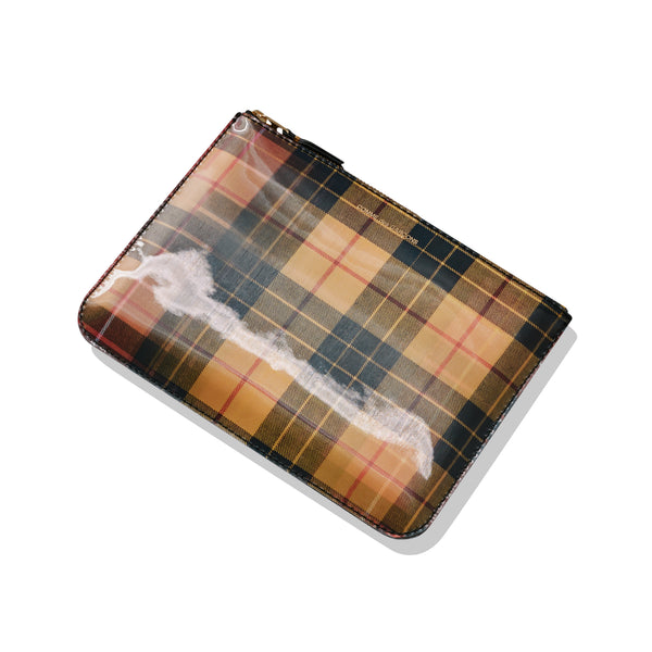 CDG Wallet - Lenticular Tartan Zip Pouch - (Red/Yellow SA5100LT)