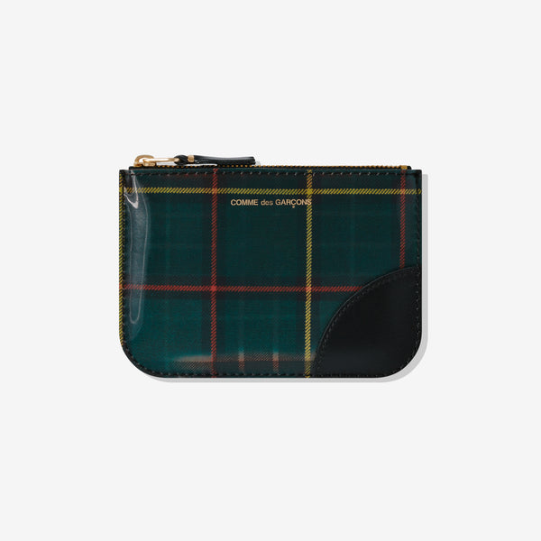 CDG Wallet - Lenticular Tartan Zip Pouch - (Red/Green)