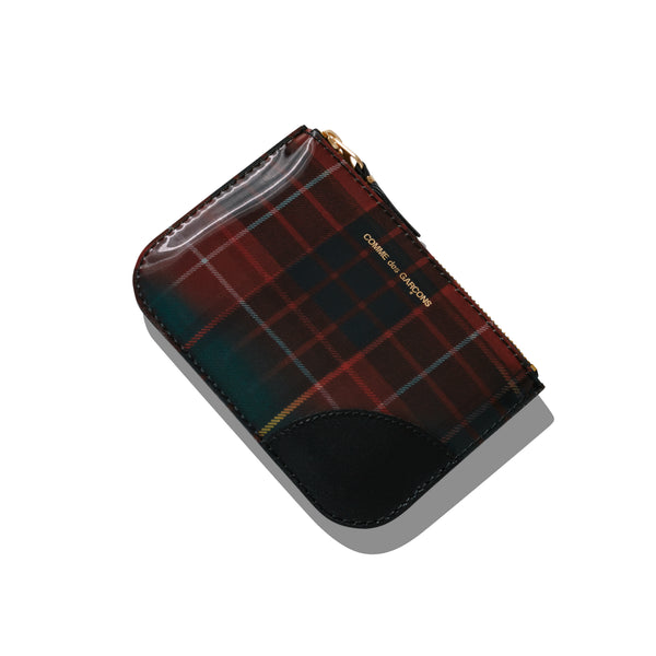 CDG Wallet - Lenticular Tartan Zip Pouch - (Red/Green)