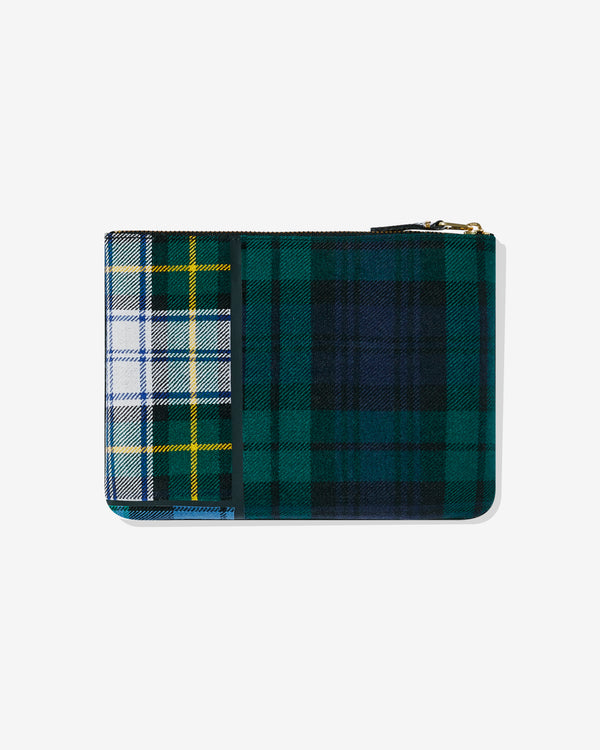 CDG Wallet - Tartan Patchwork Zip Pouch - (Green SA5100TP)
