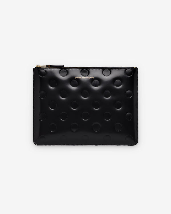 CDG Wallet - Embossed Polka Dots Zip Pouch - (Black)