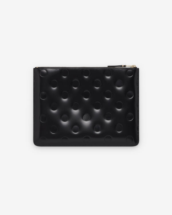 CDG Wallet - Embossed Polka Dots Zip Pouch - (Black)