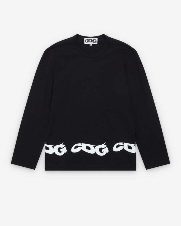 CDG - Men's Wavy Print L/S T-Shirt - (Black)
