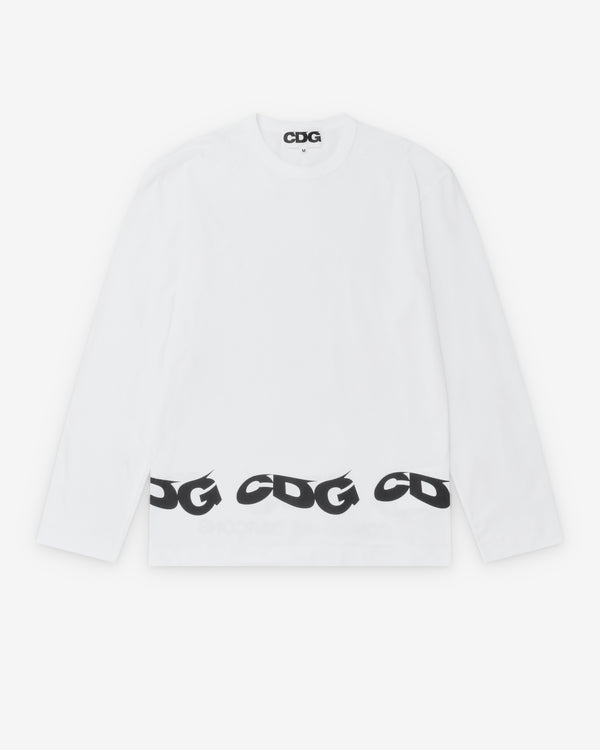 CDG - Men's Wavy Print L/S T-Shirt - (White)
