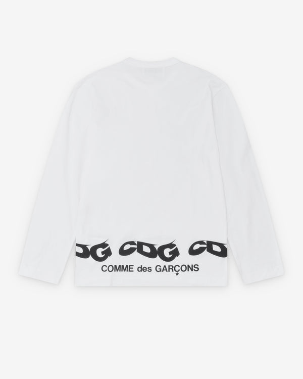 CDG - Men's Wavy Print L/S T-Shirt - (White)