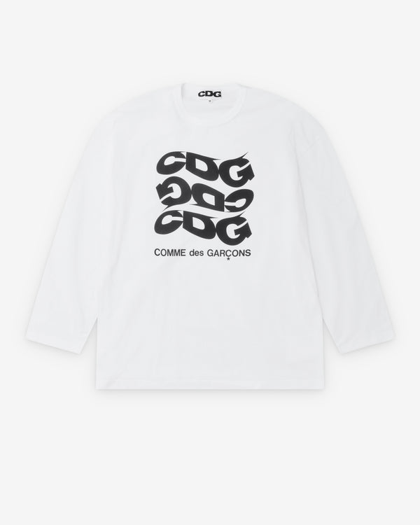 CDG - Men's Wavy Print Oversized L/S T-Shirt - (White)