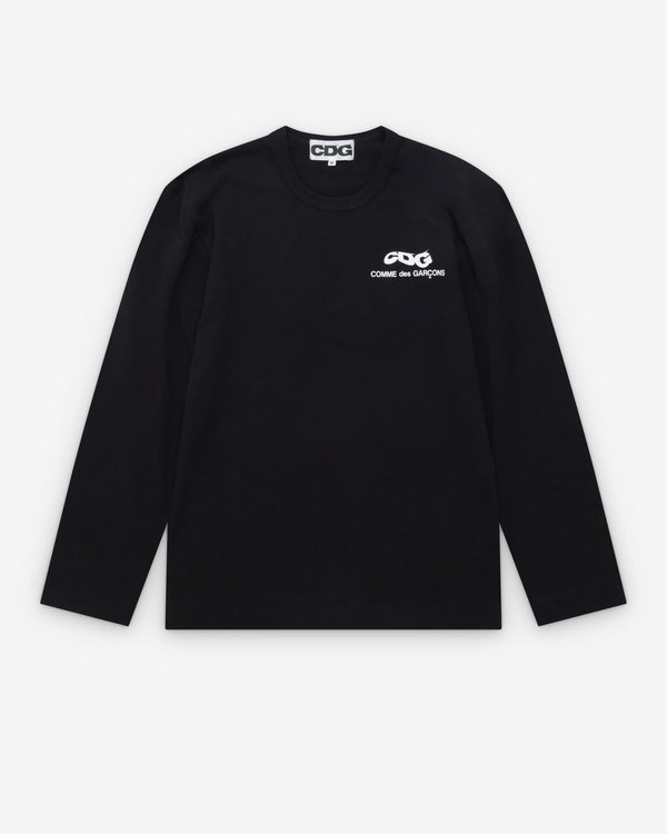 CDG - Men's Wavy Print Chest Logo L/S T-Shirt - (Black)