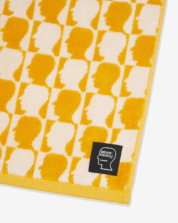 Brain Dead - Checkered Logohead Hand Towel - (Yellow)