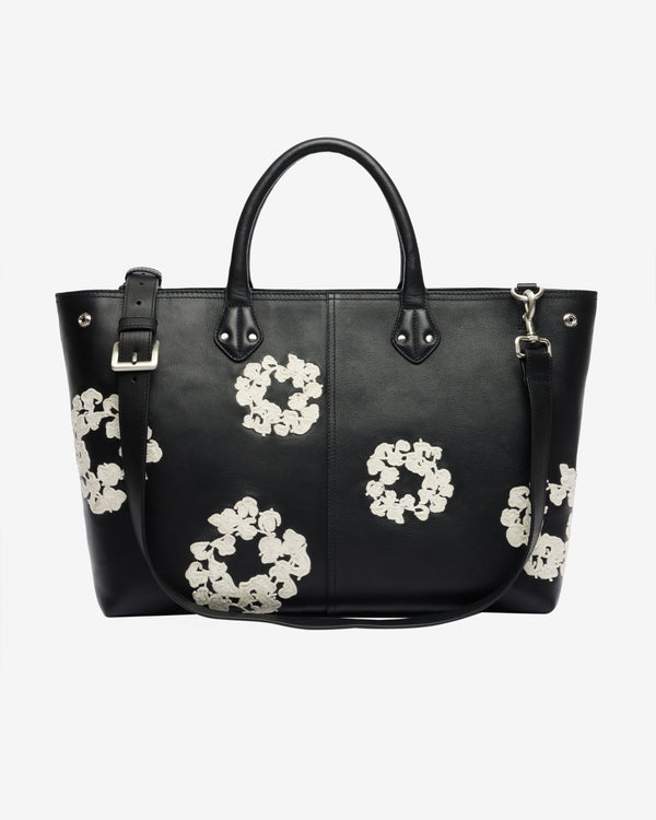 Denim Tears - Men's Large Cotton Wreath Leather Bag - (Black/White)