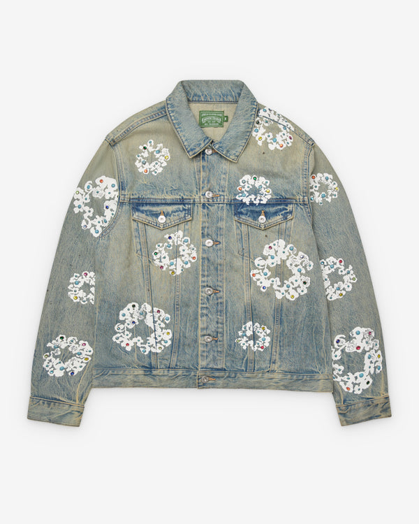 Denim Tears - Men's Studded Cotton Wreath Denim Jacket - (Dirty Wash)