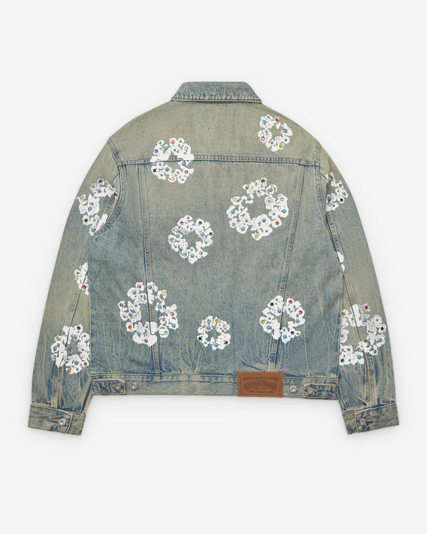 Denim Tears - Men's Studded Cotton Wreath Denim Jacket - (Dirty Wash)