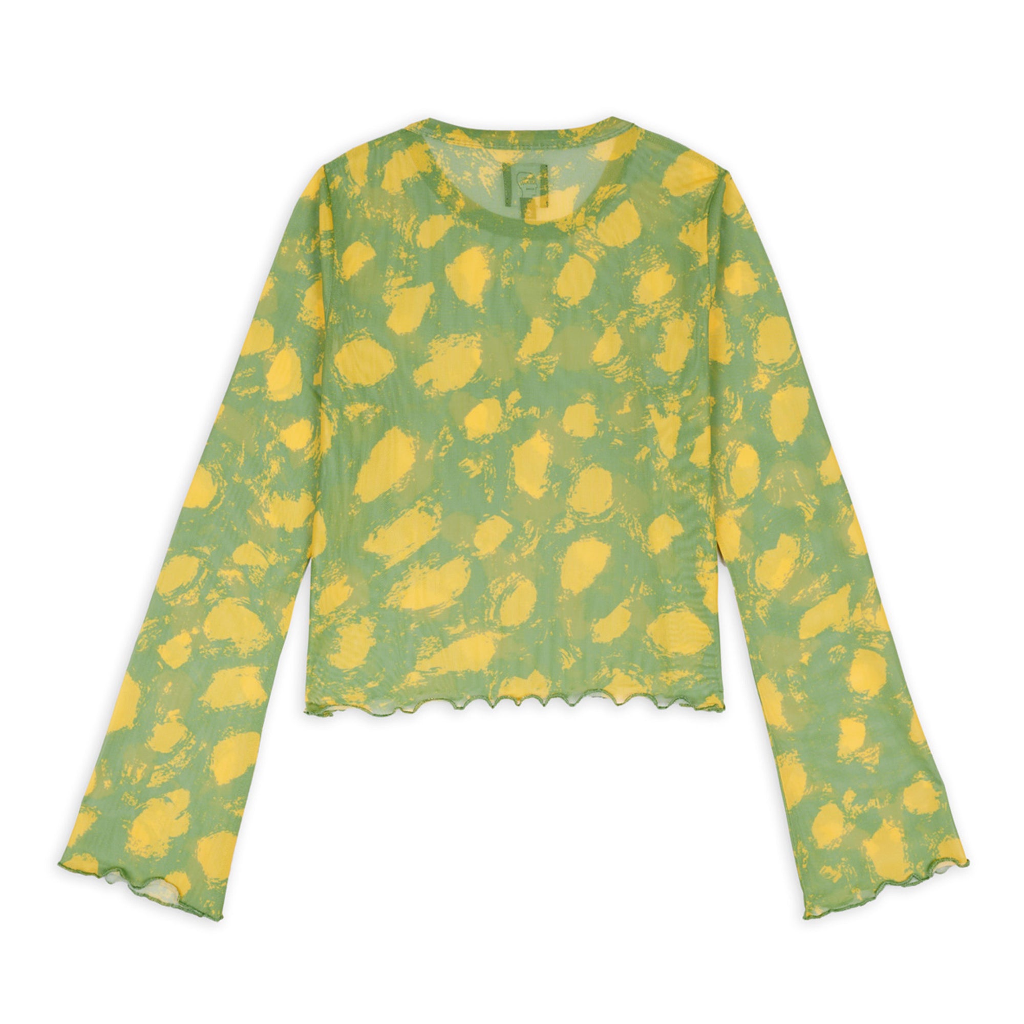 Brain Dead - Women's Dot Hyper Mesh Bell Sleeve Top - (Lime) view 2, Click to Zoom in