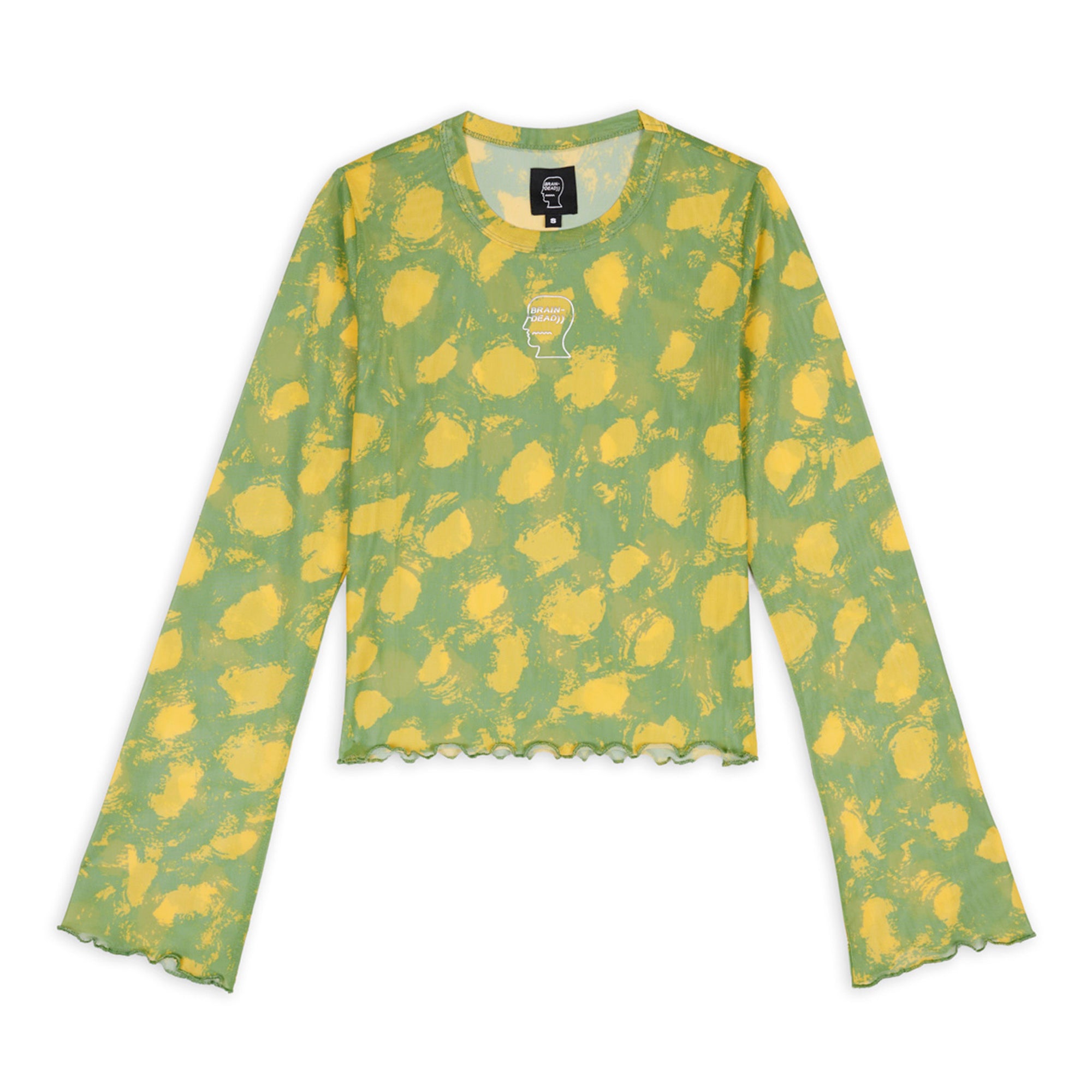 Brain Dead - Women's Dot Hyper Mesh Bell Sleeve Top - (Lime) view 1, Click to Zoom in
