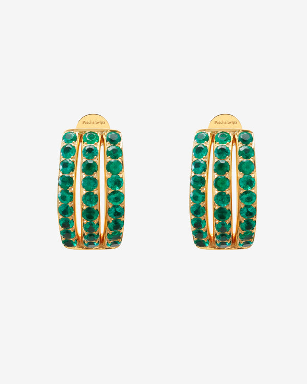 Patcharavipa - Women's Bean Earrings - (Yellow Gold)