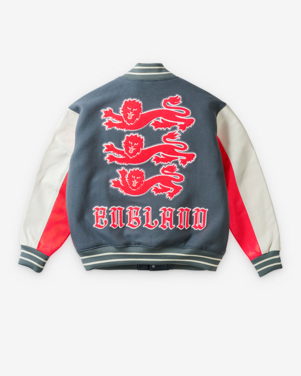 Nike - Men's Palace X England Varsity Jacket - (Cool Grey/Bright Crimson)