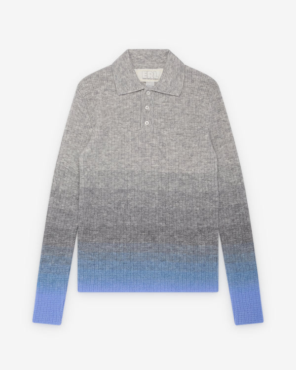 ERL - Men's Thin Gradient Polo Knit - (Grey/Blue)