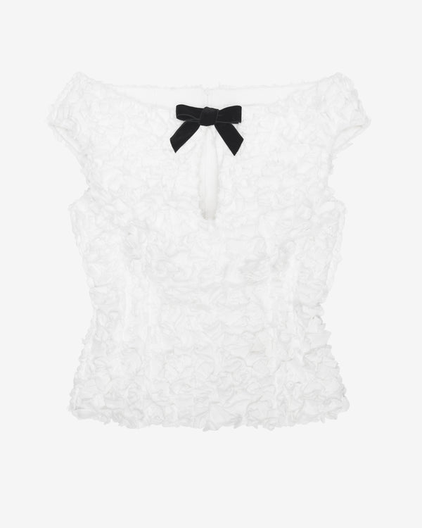 SHUSHU/TONG - Women's Keyhole Cold-Shoulder Crop Top - (White)