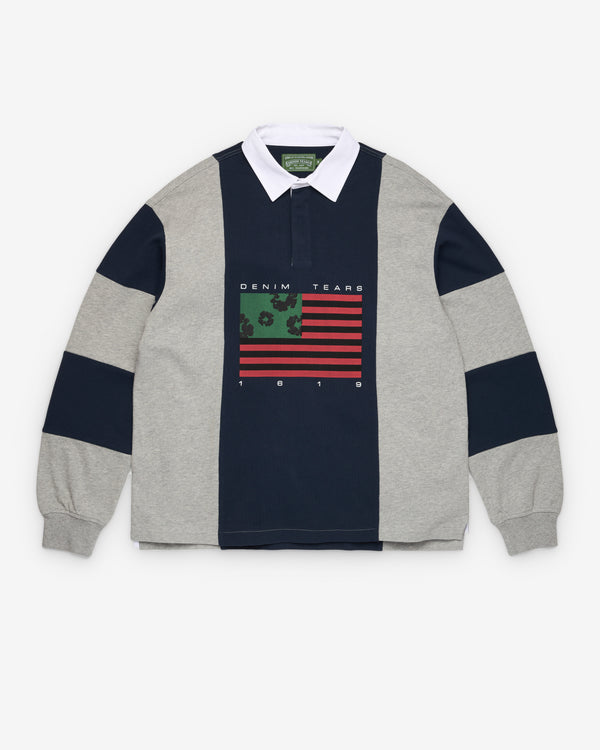 Denim Tears - Men's Flag Rugby Shirt - (Grey/Navy)