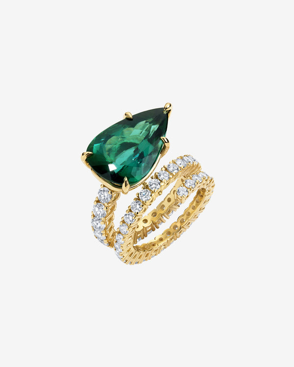 Mindi Mond - Women's Green Tourmaline and Diamond Spiral Ring - (Yellow Gold)