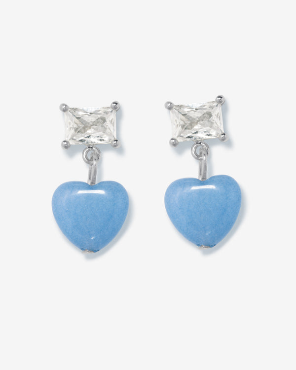 Completedworks - Women's Heart Bead Earrings - (Silver/Blue)