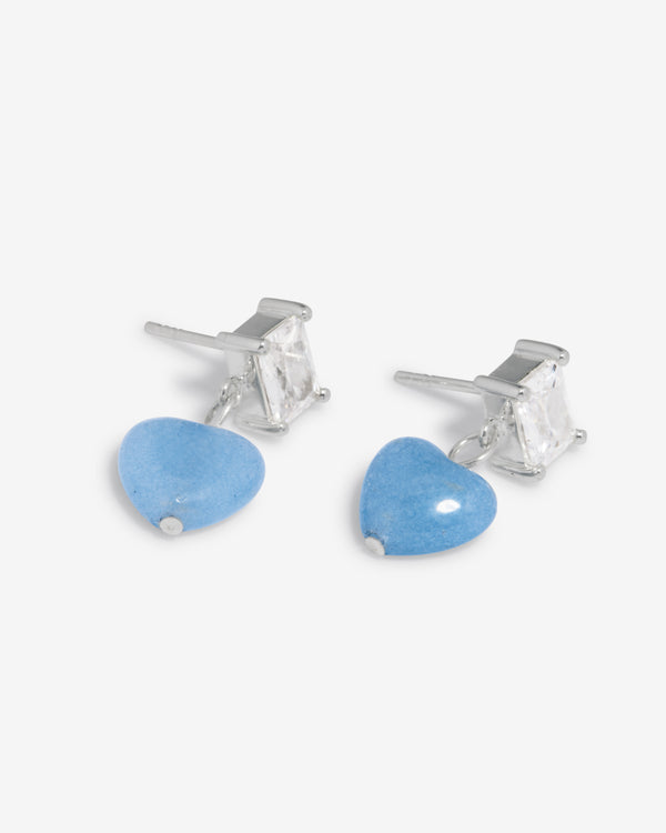 Completedworks - Women's Heart Bead Earrings - (Silver/Blue)