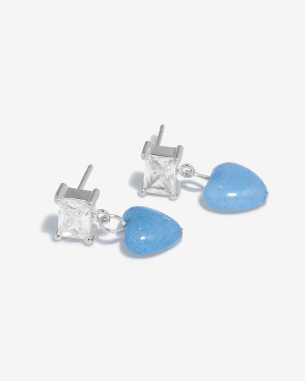 Completedworks - Women's Heart Bead Earrings - (Silver/Blue)