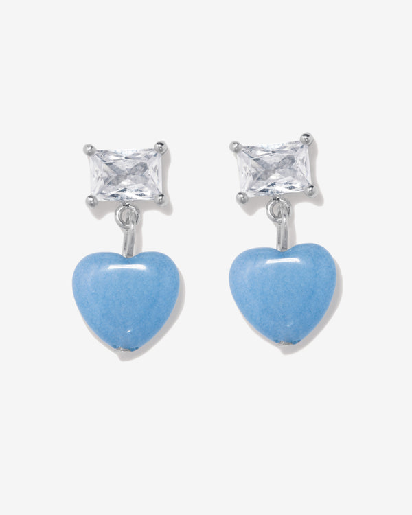 Completedworks - Women's Heart Bead Earrings - (Silver/Blue)