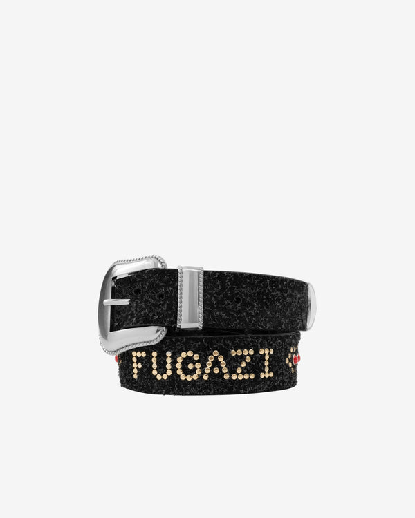 Fugazi - Men's Hairy Suede Western Belt - (Black/Ruby)