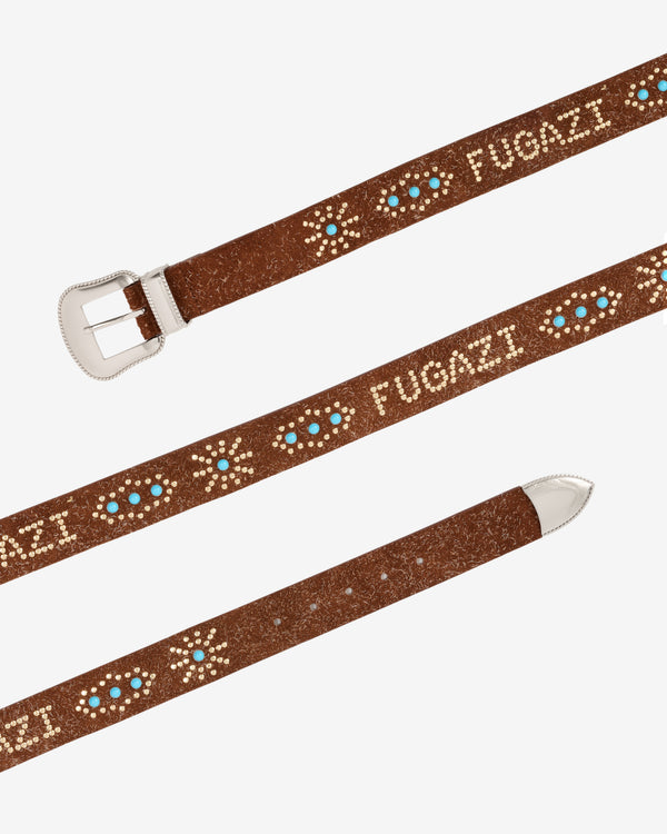 Fugazi - Men's Hairy Suede Western Belt - (Brown/Turqoise)