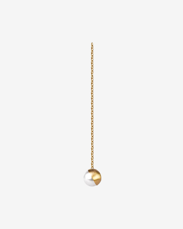 Shihara - Women's Half Pearl Chain Earring - (Yellow Gold)