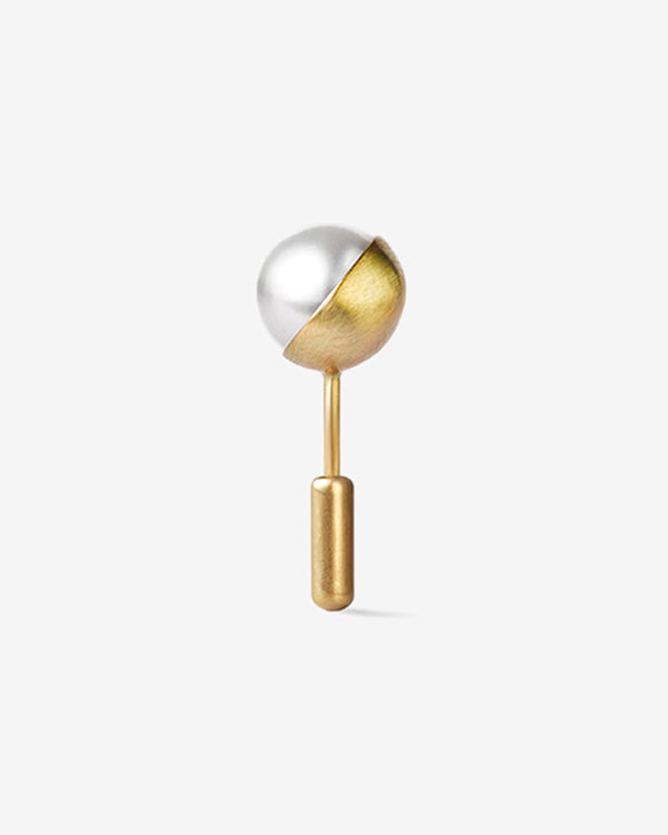 Shihara - Women's Half Pearl Earring - (Yellow Gold)