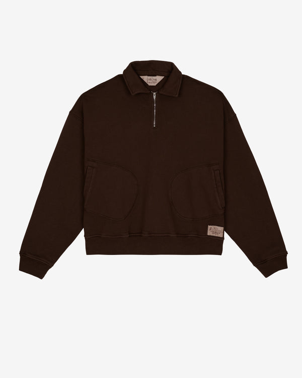 Brain Dead - Men's Half Zip Collared Sweatshirt - (Brown)