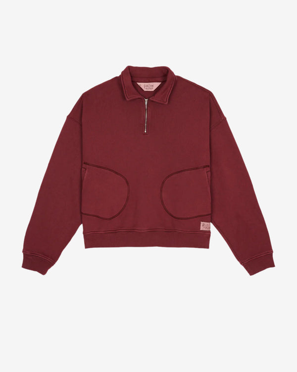 Brain Dead - Men's Half Zip Collared Sweatshirt - (Wine)