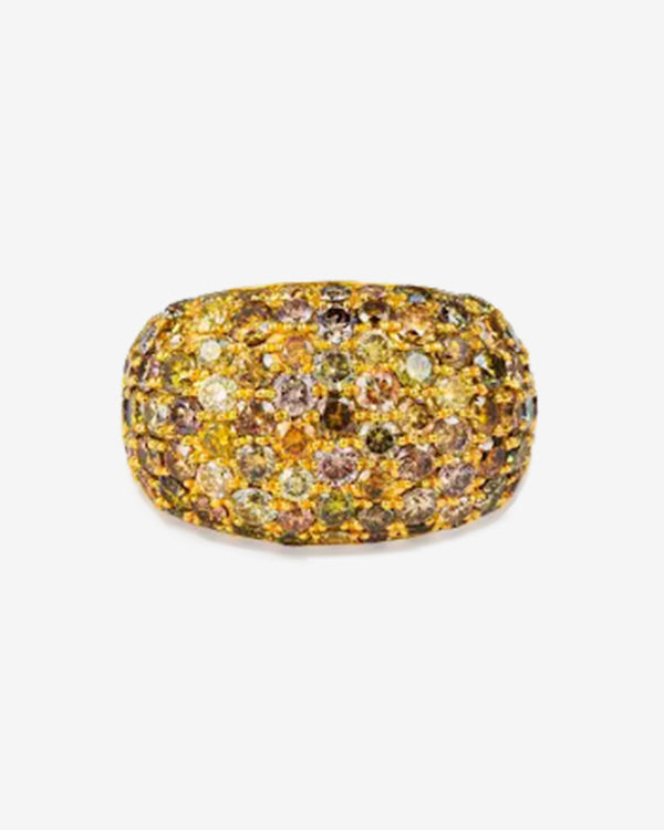 Khepri - Women's Fancy Color Diamond 6 Row Pinky Ring - (Yellow Gold)