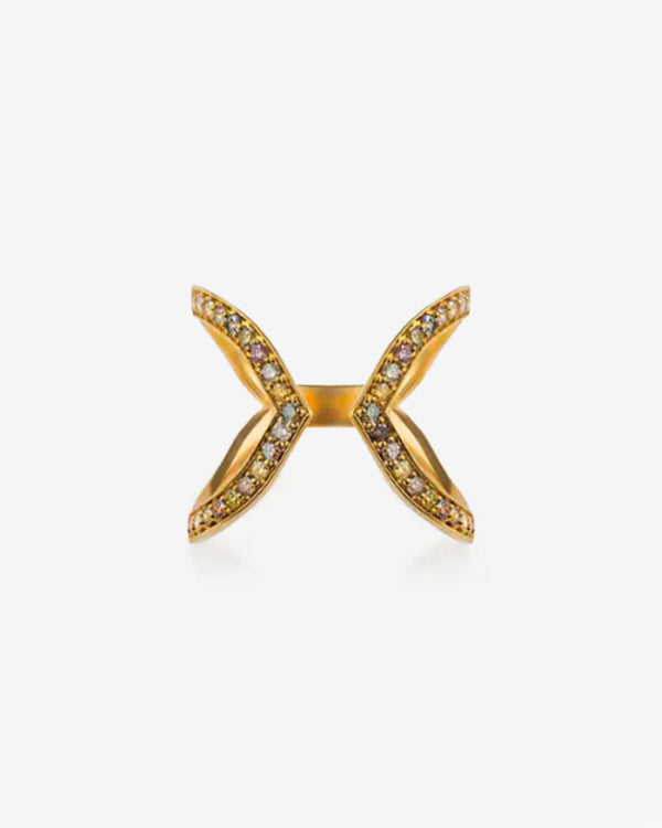 Khepri - Women's Fancy Color Diamond Gap Harness Ring - (Yellow Gold)