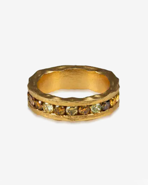 Khepri - Women's Fancy Color Diamond Raw Eternity Ring - (Yellow Gold)