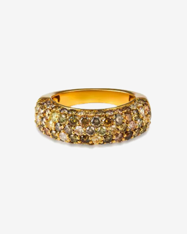 Khepri - Women's Fancy Color Diamond 5 Row Large Band Ring - (Yellow Gold)